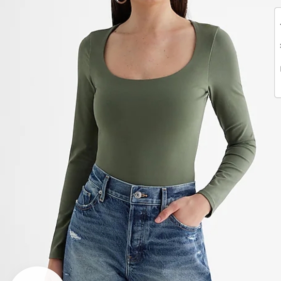 Body contour stretch cotton scoop neck long‎ sleeve bodysuit by Express -Small - Picture 1 of 5